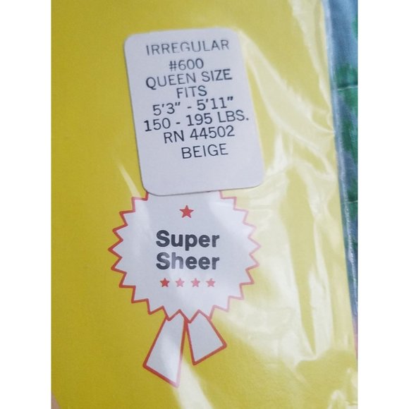 Vintage Womens Super Sheer Panty Hose Queen 600 Beige 100% Nylon RN 44502 USA - Picture 3 of 7